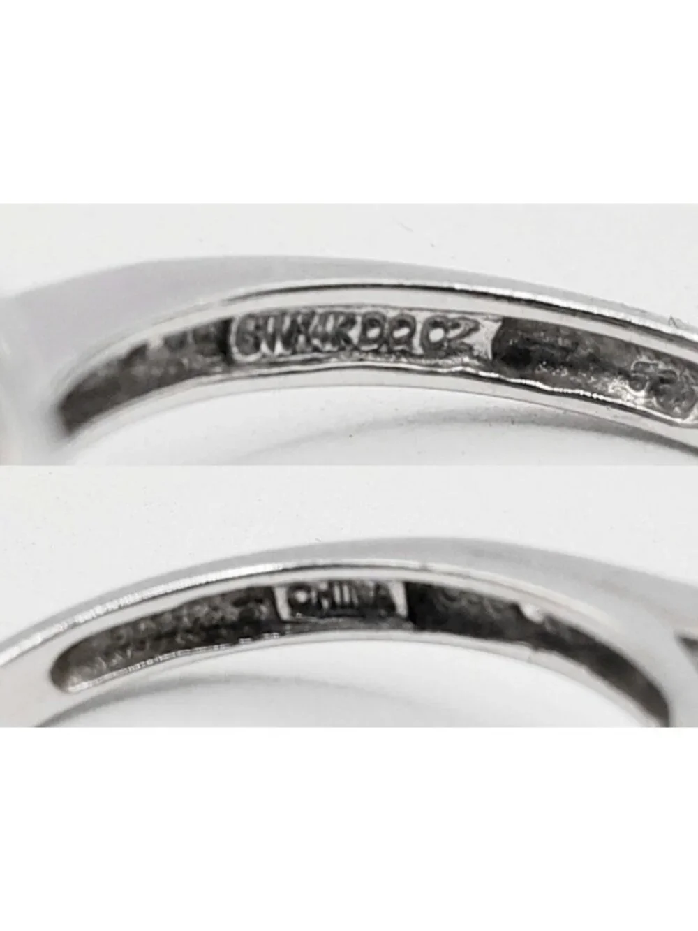 Oval CZ Halo Ring with Accents 14k White Gold Size 6